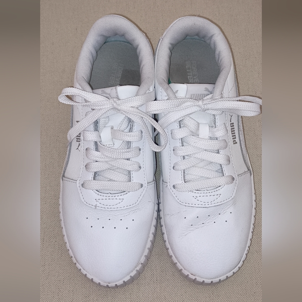 Puma Solid white leather  Women's Size 8 Sneakers - Picture 6 of 11